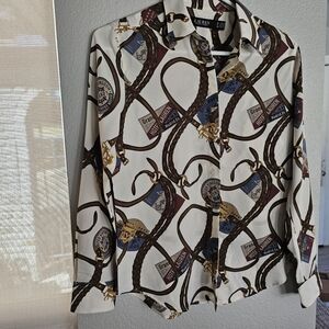 Ralph Lauren White and Brown Graphic Shirt